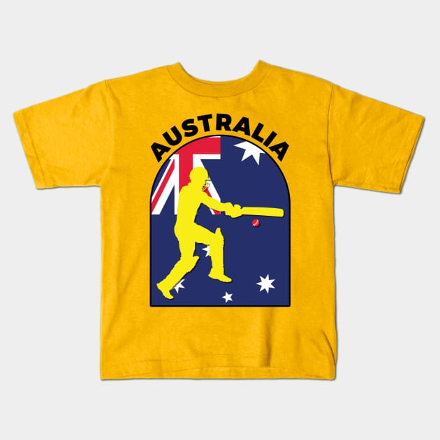 Australia Cricket Batsman Australia Flag Kids T-Shirt by DPattonPD